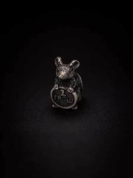 Кошельковая мышь денежный талисман на удачу из серебра 925 пробы, П1398