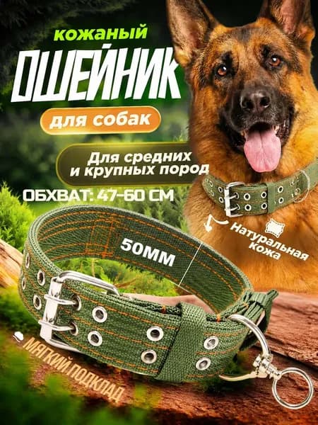 Ошейник для собак средних и крупных пород усиленный нейлоновый с вертлюгом /ширина 50мм, длина 70 см