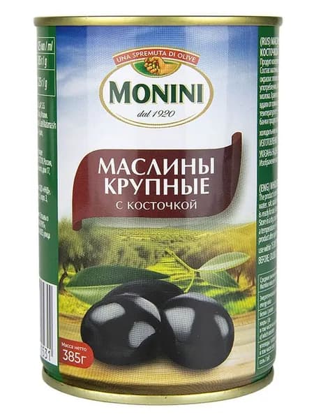 Маслины Monini крупные с косточкой, 385 г