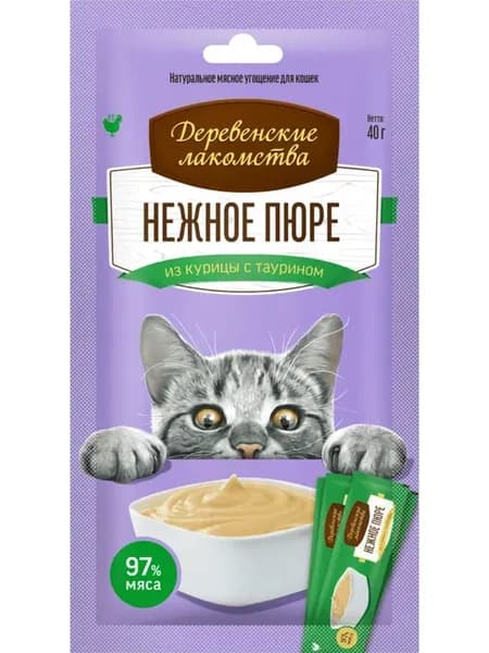 Лакомство для кошек Нежное Пюре из Курицы 40 г 5шт
