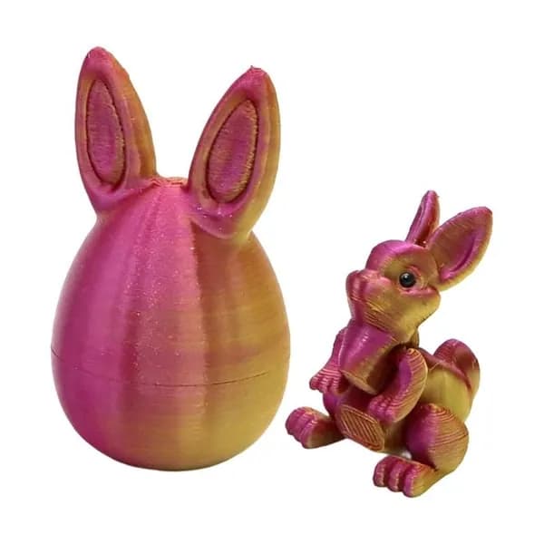 Пасхальное яйцо с 3d принтом Bunny egg-золотисто-розово-красное-5 см откидное яйцо с кроличьими ушками