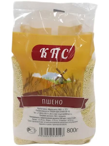 Пшено шлифованное, 800 г. КПС