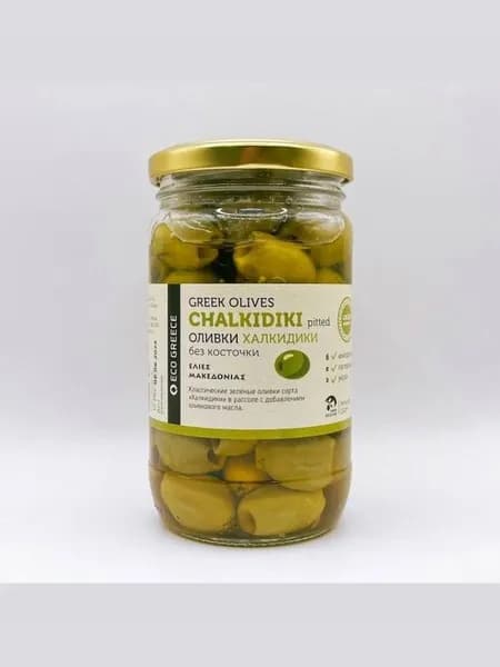 Оливки Халкидики без косточки в рассоле 350г Греция
