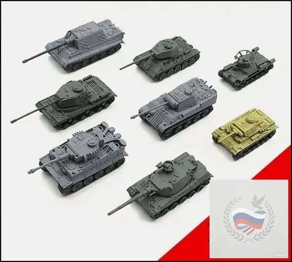 Набор сборных моделей танков 2-й мировой в масштабе 1:144 (8 штук)