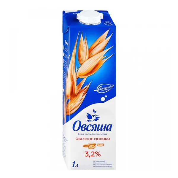 Напиток овсяный Овсяша 3,2% 1 л