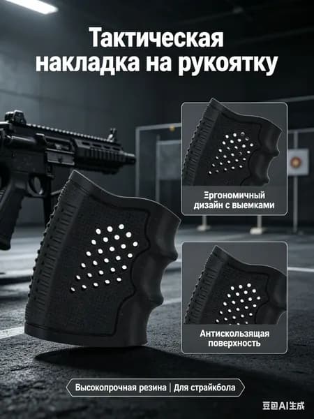Тактическая накладка на рукоятку для Glock G19, G17, G18, M4, нескользящая, мягкая резина, черная 1 шт.