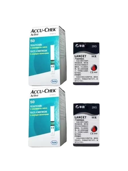 Тест-полоски Акку-Чек Актив (Accu-Chek Active) №100 + ланцеты Софткликс №100 ,срок годности до 11.2026