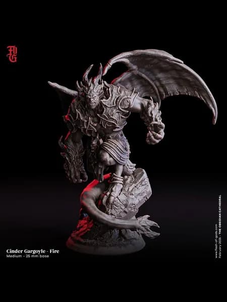 Фигурки для настольных игр, Пепельная горгулья v2, ДнД, Dangeon and Dragons, sci-fi, pathfinder. база 25mm