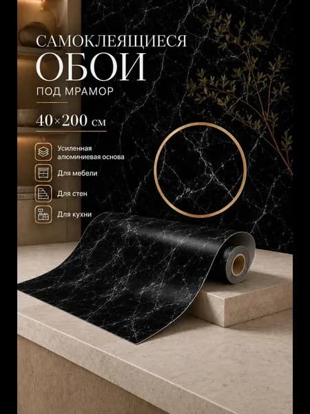 Самоклеящиеся обои пленка для стен, для кухни, для мебели (40х200см)