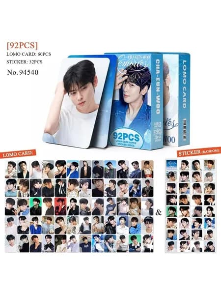 Карточки CHA EUN WOO. Набор карточек дорама Чха Ыну - MEMORIES, 60 карт + 32 стикера