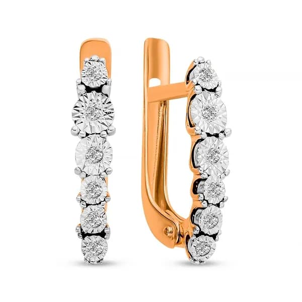 Серьги женские с бриллиантами из красного золота 585 пробы 585GOLD