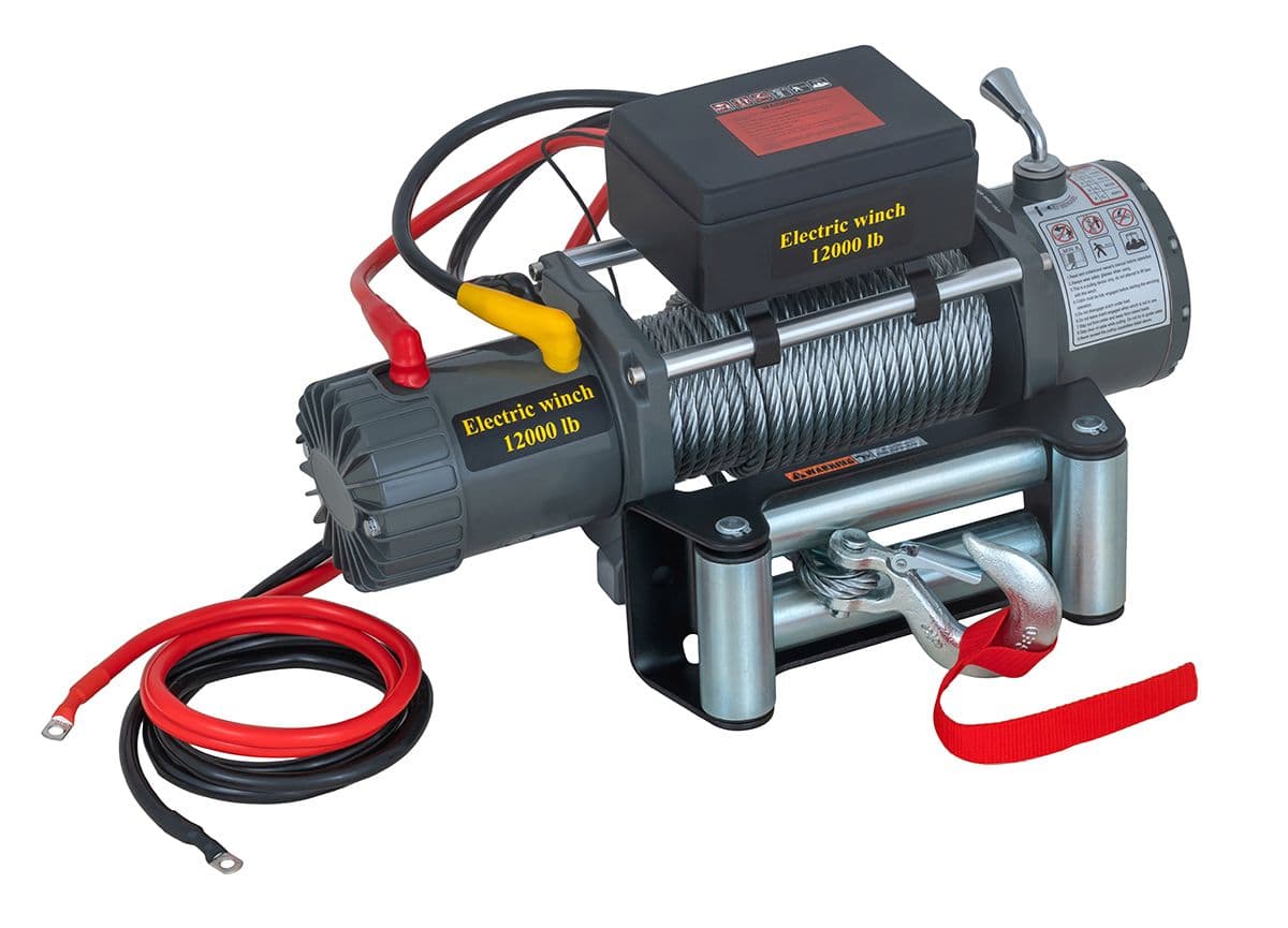 Лебедка Electric Winch 12V 12000 lbs 5443 кг, стальной трос 9,1 мм/17 м