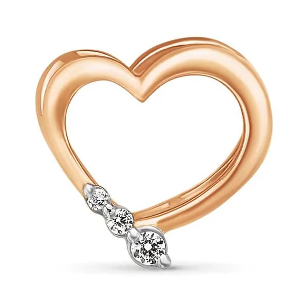 Подвеска на шею с фианитами из красного золота 585 пробы 585GOLD
