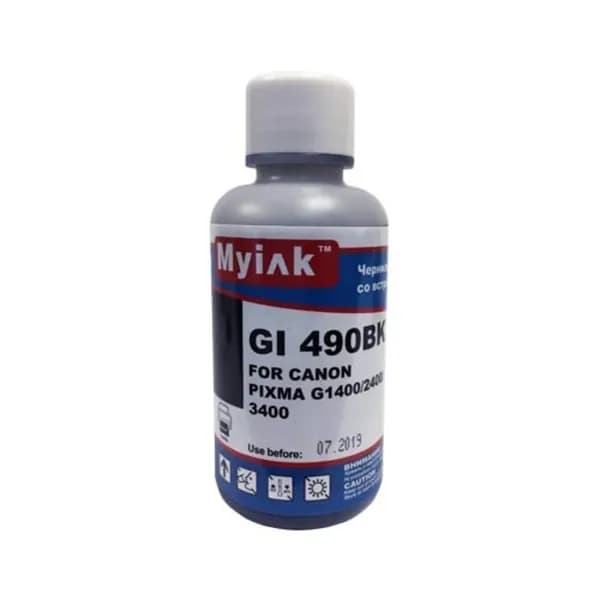 Чернила для CANON (GI-490BK) PIXMA G1400/2400/3400 (100мл,black,Pigment) MyInk