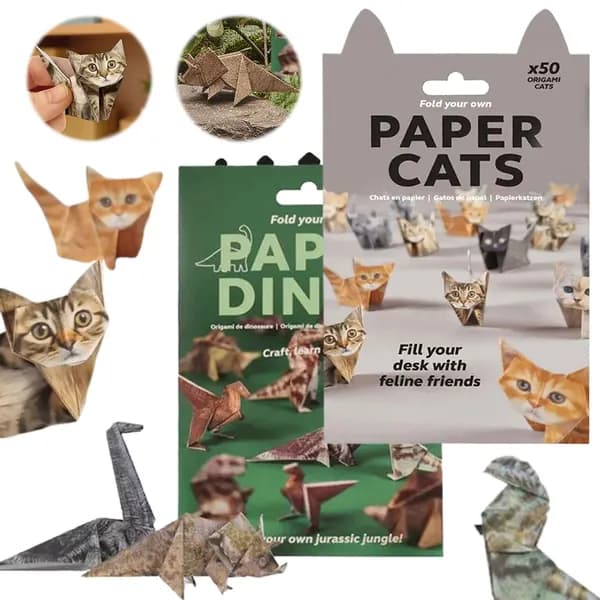 3D-модель кота из бумаги для складывания, набор с наклейками