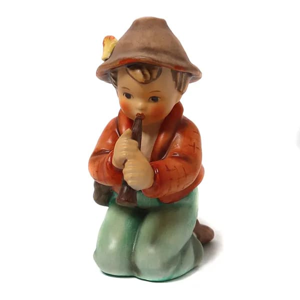 Фарфоровая фигура "Мальчик с дудочкой". Кракелюр! Германия, Hummel/ Goebel, 1981 год.
