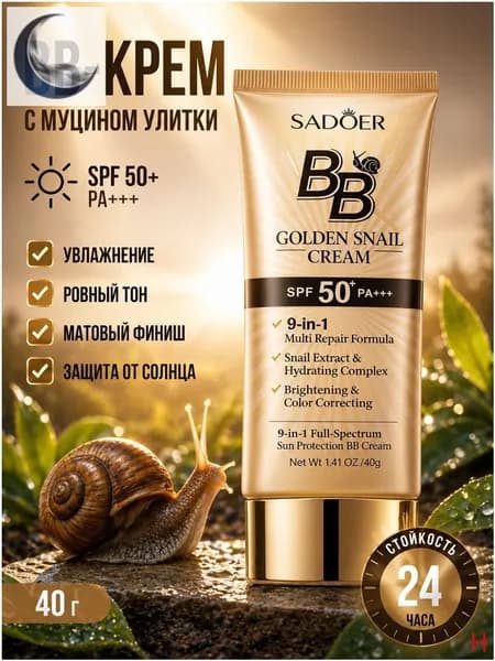 BB крем Золотая Улитка Тон 01 Natural Color. Защита SPF 50+ и безупречное покрытие!