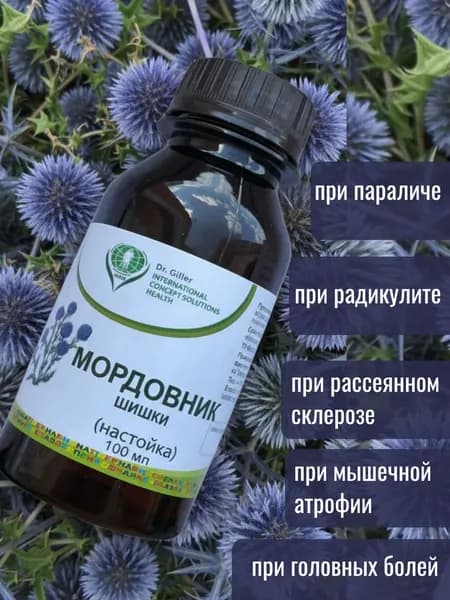 Настойка мордовника при параличе, радикулите, импотенции, рассеянном склерозе, 100 мл Dr.Giller