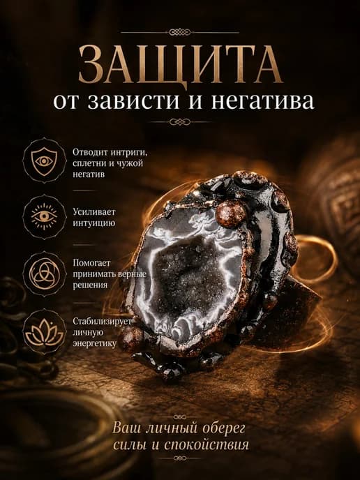 Славянское кольцо-амулет с натуральным камнем оберег для же