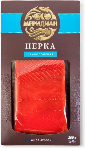 Нерка слабосоленая 200 г, Меридиан, филе-кусок