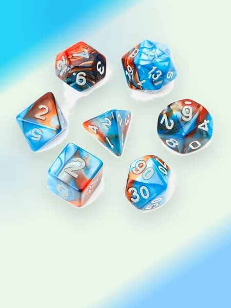 7шт Набор акриловых многогранных кубиков D4-D20 для НРИ, Синий