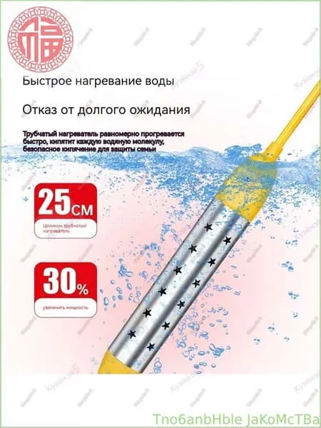 Новинка!Портативный нагреватель воды / Погружной кипятильник для бассейнов, летнего душа, еврокуба
