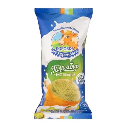 Мороженое Коровка из Кореновки пломбир фисташковый стаканчик 80г