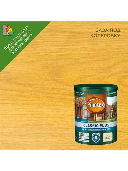 Пропитка Pinotex Classic Plus полуматовая 0.9 л цвет прозрачный