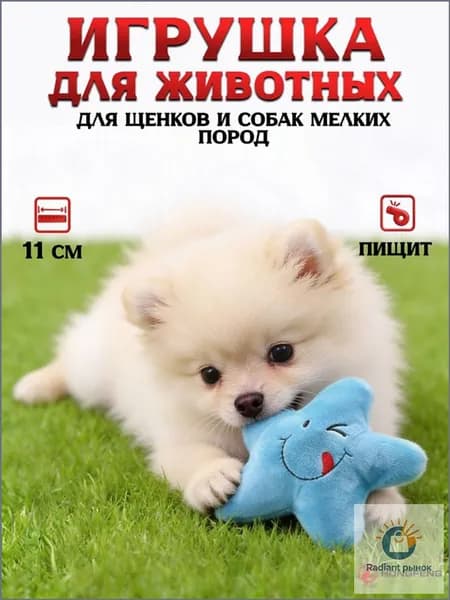 Игрушка звезда с пищалкой для щенков и собак мелких и средних пород