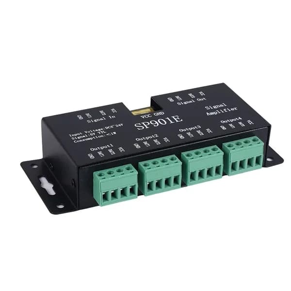 SP901E усилитель сигнала "SPI" для адресных светодиодных лент WS2812B, WS2811, SK6812 / WS2813, WS2815 - 8/4 каналов, 5 24V.