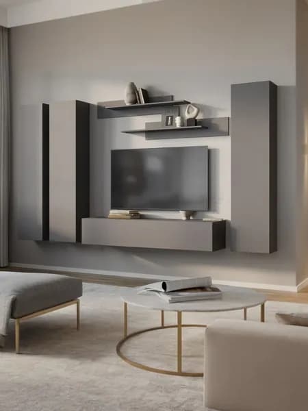 Cтенка в гостиную, стенка для гостиной POINT-К13SG, Серый Графит, 360х170х40 см. (ШхВхГ)
