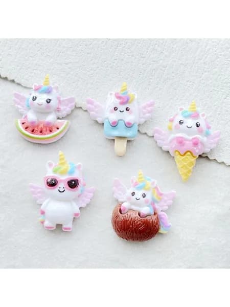 10pcs смола единорог декоративные аксессуары