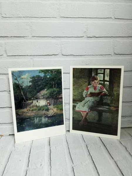 Канцелярия антикварная/винтажная Набор из 2 открыток Киселев Хата и Занятная книга