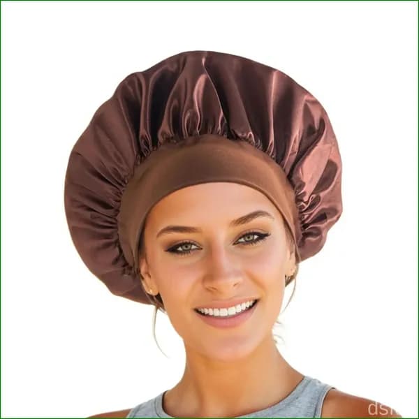 Женская широкая эластичная косынка для душа из сатина, цвет кофе