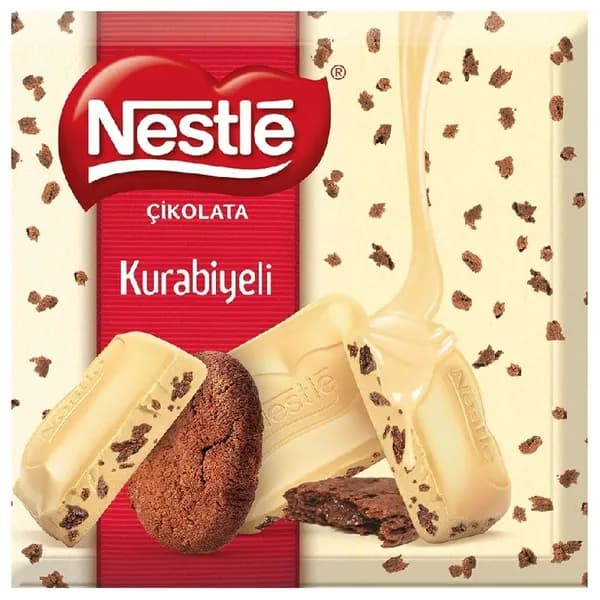 Шоколад NESTLE KURABIYELI белый с кусочками шоколадного печенья 60г