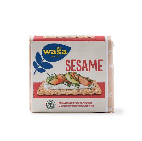 Хлебцы WASA пшеничные с посыпкой из жареного кунжута, 200 г, Германия