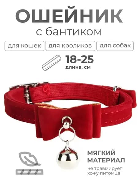 Ошейник со стразами для кошек котят маленьких собак бантиком