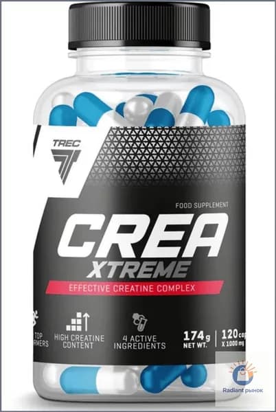 Креатин капсулы, 120 капс, с транспортной системой Trec Nutrition Crea9 Xtreme, 21