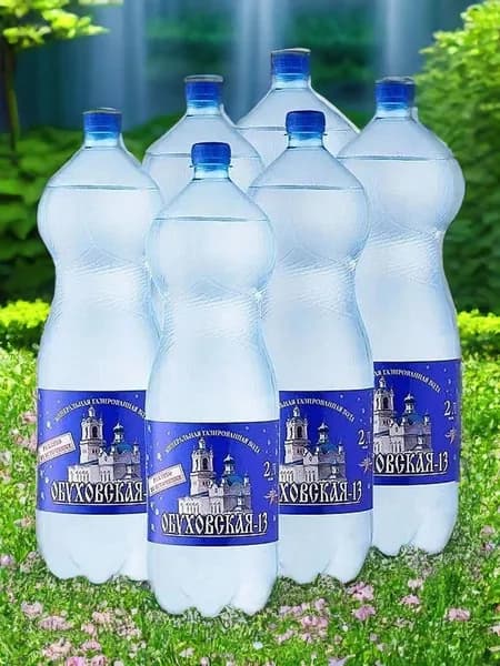 Вода "Обуховская 13" минеральная газированная, 2 л х 6 шт