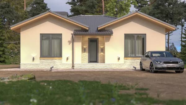 Проект дома "Два крыла 2.0" 100 м2 из газосиликата