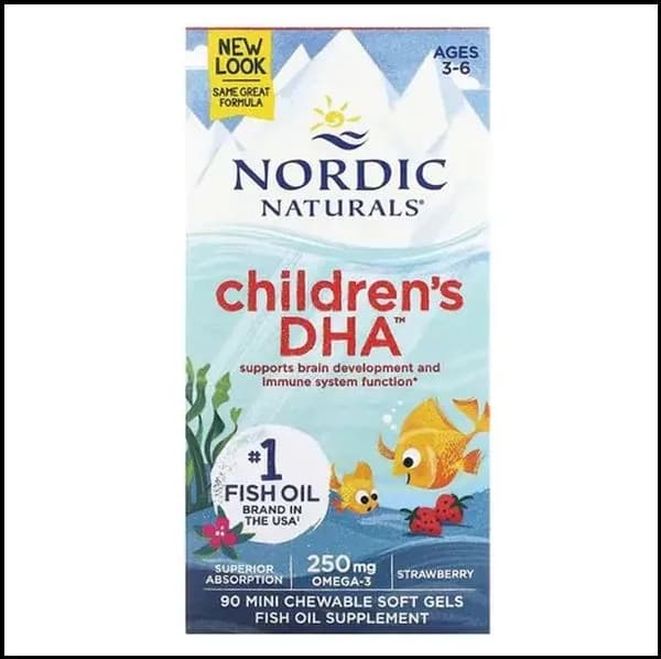 Nordic Naturals, ДГК (докозагексаеновая кислота), Омега-3, Для детей 3-6 лет, Клубника, 250 мг, 90 желатиновых мини-капсул