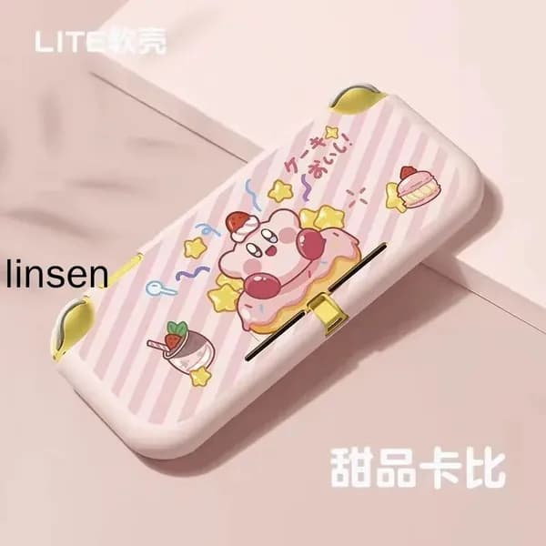 Защитный чехол полуобъемный для Nintendo Switch Lite: тематический дизайн с Кирби (Кабби) из Kirby: Star Allies