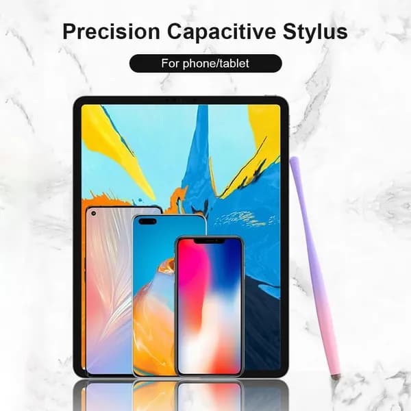 Капацитивный стилус для iPad с градиентным фиолетово-розовым корпусом и сменяемым наконечником из серебряного волокна