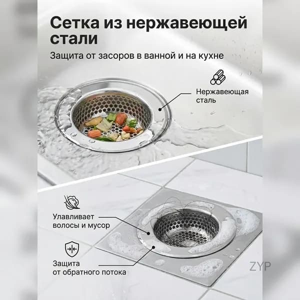 Сетка для слива из нержавеющей стали защита от засоров для ванной и раковины 1 шт