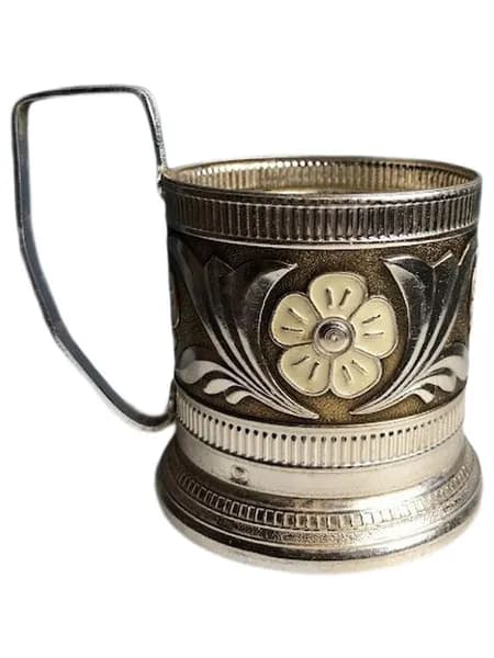 Подстаканник винтажный 70-е г. СССР, Волгоград "РОМАШКА", алюминий, окрас