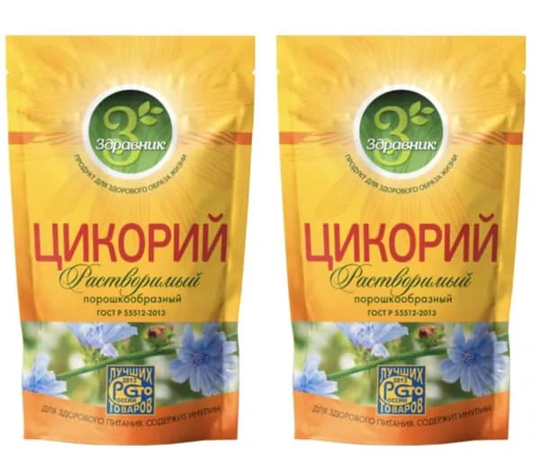 Цикорий растворимый Здравник 85 грамм мягкая упаковка 2 штуки без добавок