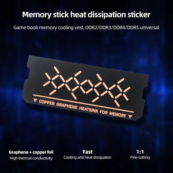 Охлаждающие накладки для оперативной памяти DDR5/DDR4/DDR3, графеновое покрытие и медная фольга, толщина 0,2 мм
