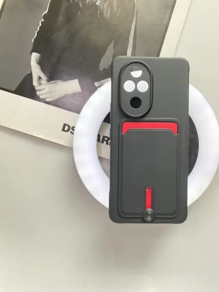 Чехол на Honor 200 Pro черный с карманом для карты