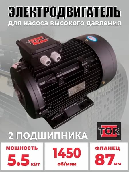 Электродвигатель TOR 5,5 кВт (2 подшипника), 1450 об/мин., фланец D87мм, 14660