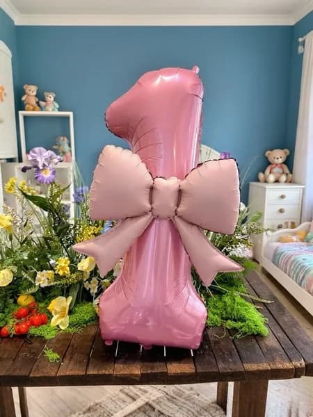 Розовые цифры и бабочки-воздушные шары, размеры 102 см и 55x43 см,смешать 2 шт.